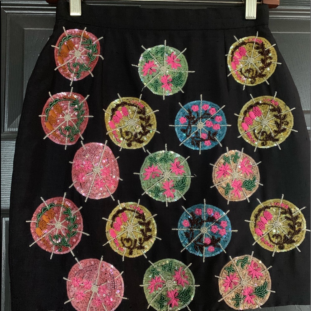 Todd Oldham Vintage Sequin Beaded 100% Silk Skirt